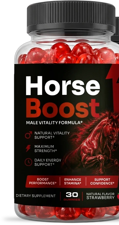 Horse Boost Male Vitality Formula bottle: 30 strawberry gummies